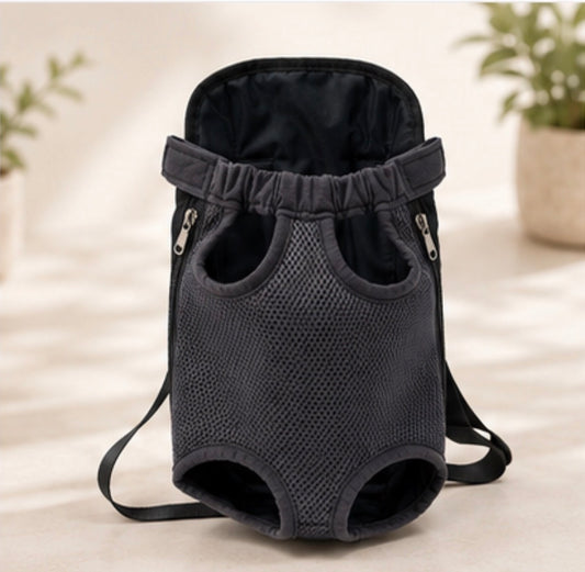 Small dog in a breathable pet travel backpack